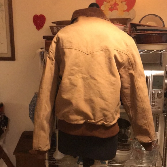 Vintage Red Quilt Lined Tan Carhartt Jacket NO HOOD - Picture 8 of 16